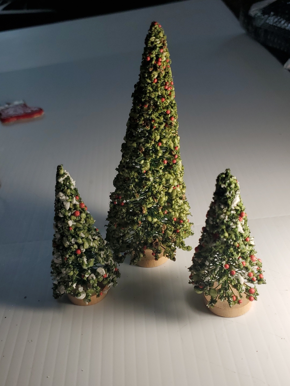 Mini Green Holiday Cone Trees Set of 3 - Decorative Tabletop Accent